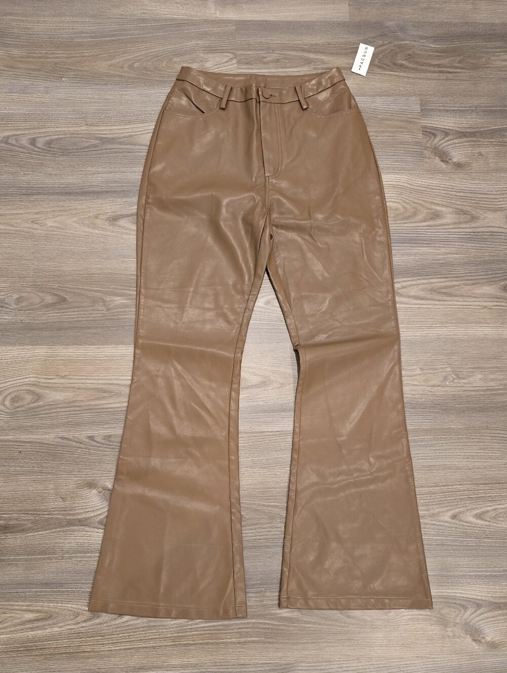 NWT PacSun Vegan Faux Leather Brown Flare Pants